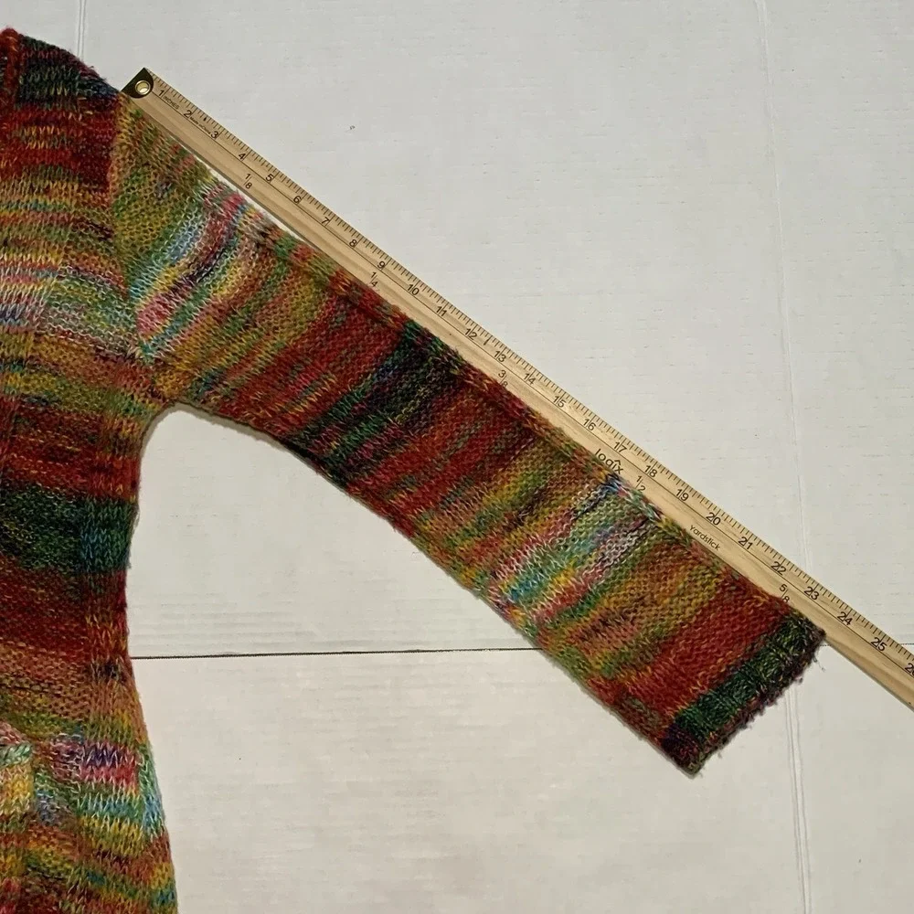 VTG Bobbie Brooks Y2K Rainbow Tunic Sweater Sz L Pockets Acrylic Boho Hippie